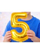 5-ös szám arany fólia lufi 66 cm születésnapi dekoráció