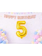 5-ös szám arany fólia lufi 66 cm születésnapi dekoráció