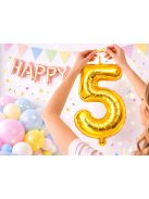 5-ös szám arany fólia lufi 66 cm születésnapi dekoráció