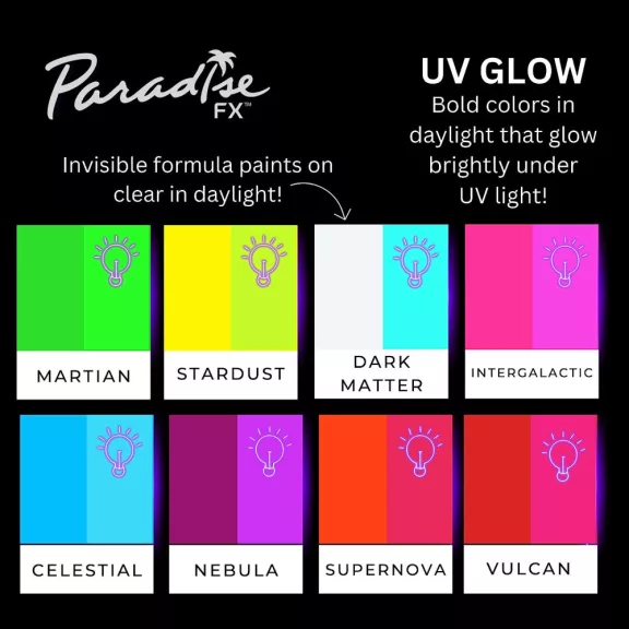 Mehron Paradise arcfesték 40g - UV Neon áttetsző fehér - Dark Matter