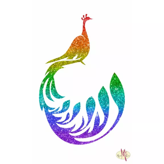 Csillámtetoválás sablon 8x5 cm-es -Páva 