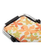 Összecsukható hőszigetelt piknikkosár fehér virág mintával piknikhez és bevásárláshoz