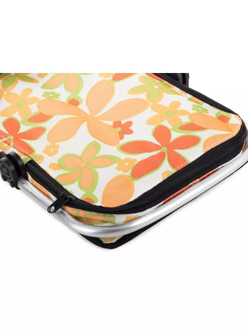 Összecsukható hőszigetelt piknikkosár fehér virág mintával piknikhez és bevásárláshoz