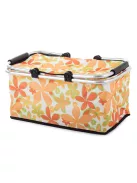 Összecsukható hőszigetelt piknikkosár fehér virág mintával piknikhez és bevásárláshoz