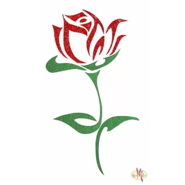8x5 cm-es Csillámtetoválás sablon - Rózsaszál 79