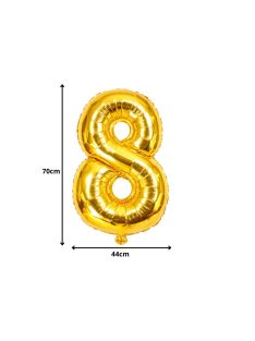 8-as szám arany fólia lufi 66 cm születésnapi dekoráció