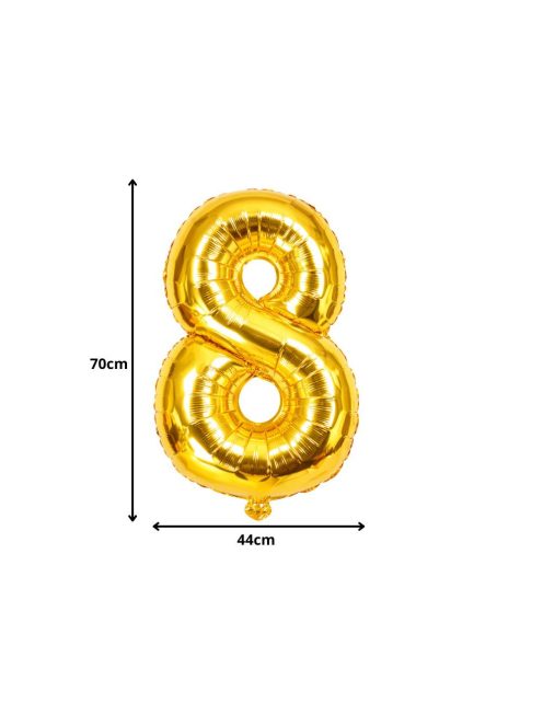8-as szám arany fólia lufi 66 cm születésnapi dekoráció