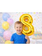 8-as szám arany fólia lufi 66 cm születésnapi dekoráció