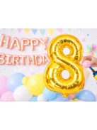 8-as szám arany fólia lufi 66 cm születésnapi dekoráció