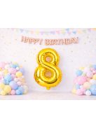 8-as szám arany fólia lufi 66 cm születésnapi dekoráció