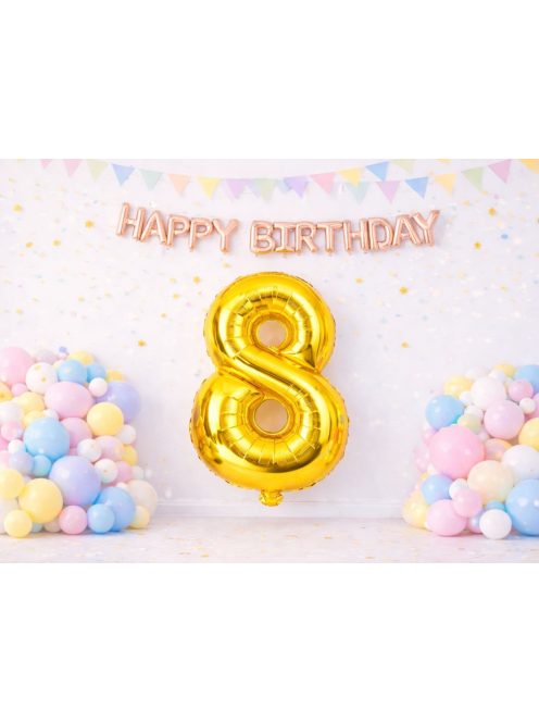 8-as szám arany fólia lufi 66 cm születésnapi dekoráció