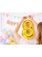 8-as szám arany fólia lufi 66 cm születésnapi dekoráció
