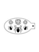 MK Kreatívtól pók arcfestő sablon egy vagy több pók, illetve pókháló mintával, újrahasználható, rugalmas anyagból Halloween és gyerek arcfestéshez