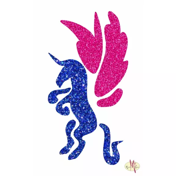 8x5 cm-es Csillámtetoválás sablon - Unikornis 91