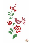 8x5 cm-es Csillám tetoválás sablon - Virág madárral 98
