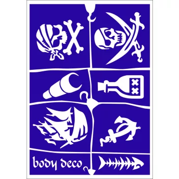 Kalóz témájú body deco sablon szett gyerekeknek A5 méretben