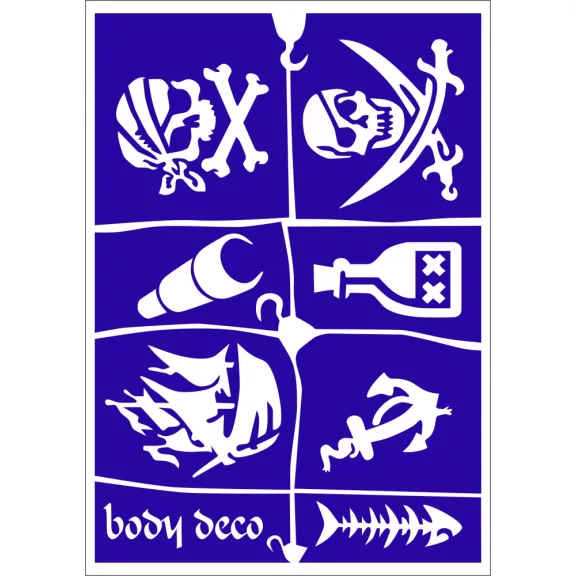 Kalóz témájú body deco sablon szett gyerekeknek A5 méretben