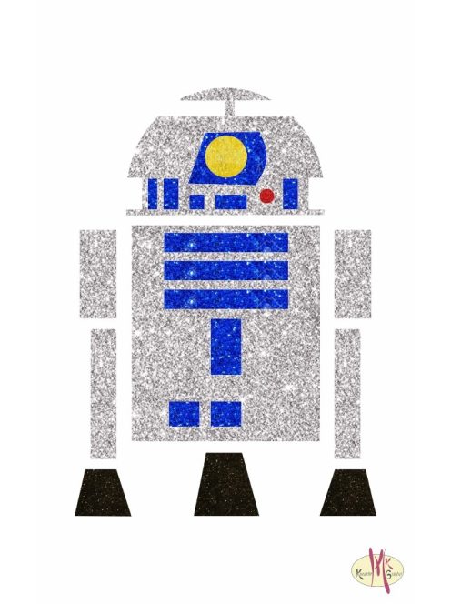 8x5 cm-es Csillámtetoválás sablon - Star Wars, R2-D2 130