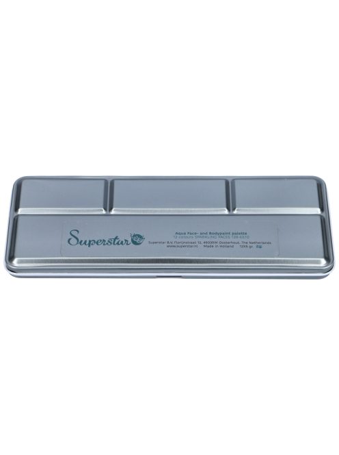 Superstar 12 színű arcfesték készlet Sparkling Faces paletta csillogó, gyöngyház és metál színekkel, tündér és fesztivál arcfestéshez