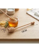 18 cm hosszú natúr fa mézcsurgató barázdált fejjel tálaláshoz