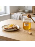 18 cm hosszú natúr fa mézcsurgató barázdált fejjel tálaláshoz