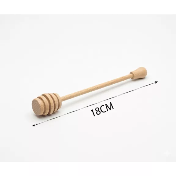 18 cm hosszú natúr fa mézcsurgató barázdált fejjel tálaláshoz
