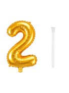 2-es szám arany fólia lufi 66 cm születésnapi dekoráció