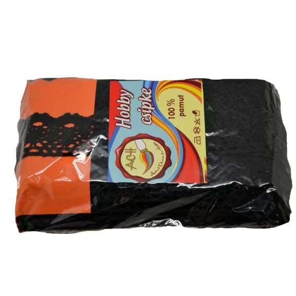 Csipke 100% pamut 3 cm-es fekete