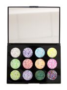 PXP Le Printemps 12 rekeszes chunky csillámkrém paletta élénk, UV-reaktív tavaszi színekkel.