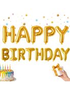 Happy Birthday arany fólia lufi girland születésnapi dekoráció