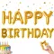 Happy Birthday arany fólia lufi girland születésnapi dekoráció