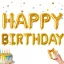 Happy Birthday arany fólia lufi girland születésnapi dekoráció