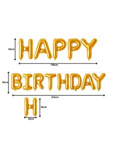 Happy Birthday arany fólia lufi girland születésnapi dekoráció