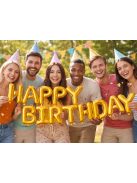 Happy Birthday arany fólia lufi girland születésnapi dekoráció