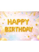 Happy Birthday arany fólia lufi girland születésnapi dekoráció