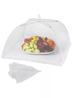 34x20 cm-es fehér esernyő formájú ételtakaró szúnyogháló gyümölcsökhöz és ételekhez