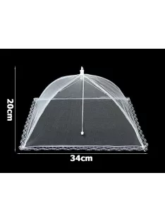 34x20 cm-es fehér esernyő formájú ételtakaró szúnyogháló gyümölcsökhöz és ételekhez