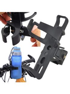 Univerzális kulacs tartó, pohártartó kerékpárra, babakocsira, rollerre, kormányra rögzíthető italtartó, könnyen felszerelhető, erős tartás