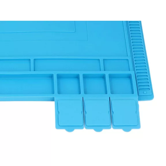 Kék mágneses szilikon szervizszőnyeg 45x30 cm elektronikai javításokhoz