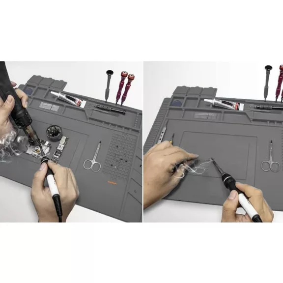Kék mágneses szilikon szervizszőnyeg 45x30 cm elektronikai javításokhoz