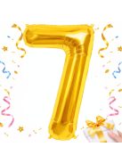 7-es szám arany fólia lufi 66 cm születésnapi dekoráció