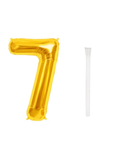 7-es szám arany fólia lufi 66 cm születésnapi dekoráció