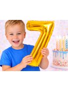 7-es szám arany fólia lufi 66 cm születésnapi dekoráció