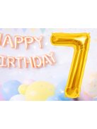 7-es szám arany fólia lufi 66 cm születésnapi dekoráció