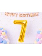 7-es szám arany fólia lufi 66 cm születésnapi dekoráció