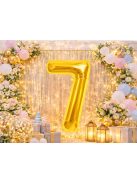 7-es szám arany fólia lufi 66 cm születésnapi dekoráció