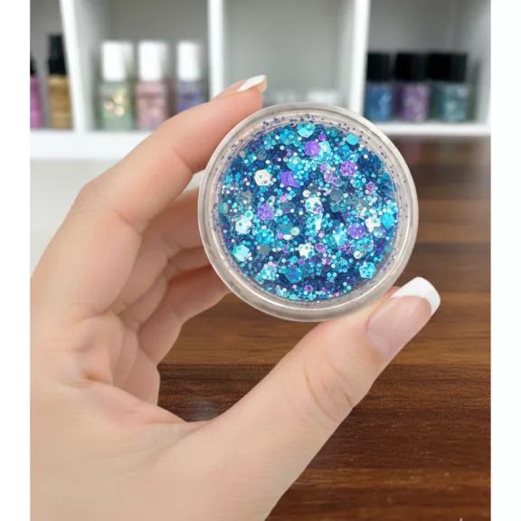 KiviArt Frozen Mixed Chunky Csillám - Jégvarázs Kék Glitter Sminkhez