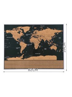 Kaparós világtérkép arany fedőréteggel és az országok zászlóival, utazási dekorációként