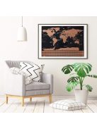 Kaparós világtérkép arany fedőréteggel és az országok zászlóival, utazási dekorációként