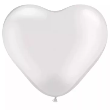 Szív alakú gumi lufi fehér 5db/cs 30cm